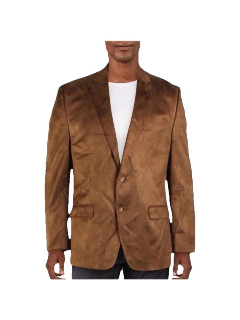 Ralph Ralph Lauren Mens Micro Suede Blazer Sport Coat Jacket 46 Long Brown Chic